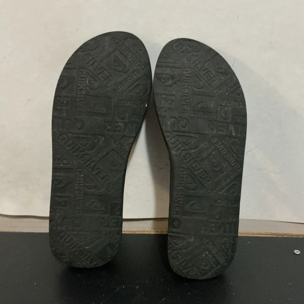 Quiksilver Mens Black Flip Flops Sandals 11.25 Inch Heel To Toe